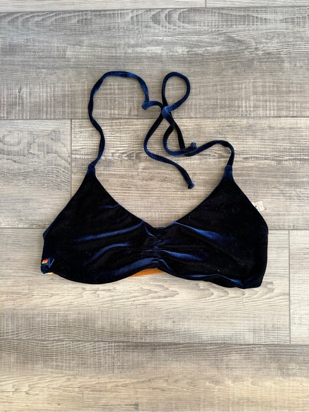 Aviator Nation Blue Velvet 5 Stripe in Back Bikini Top